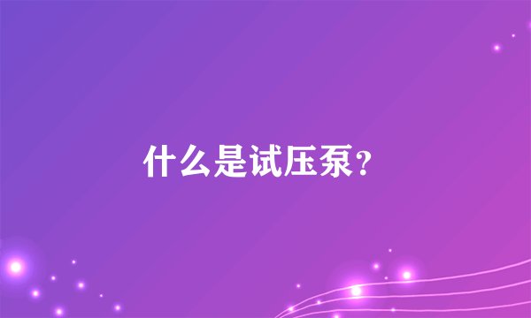什么是试压泵？