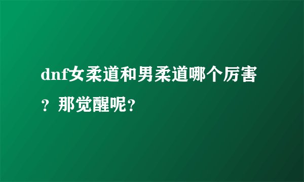 dnf女柔道和男柔道哪个厉害？那觉醒呢？
