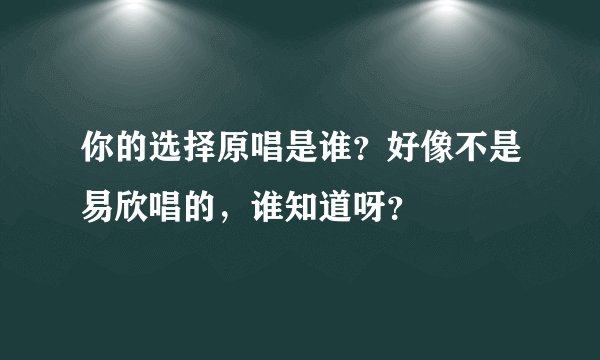 你的选择原唱是谁？好像不是易欣唱的，谁知道呀？