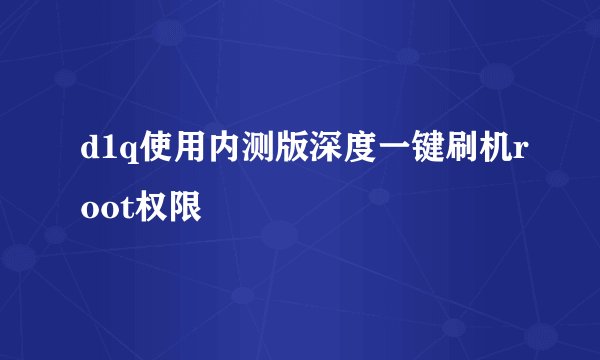 d1q使用内测版深度一键刷机root权限