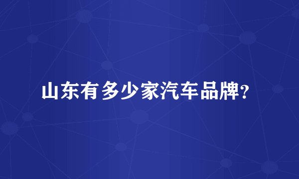山东有多少家汽车品牌？