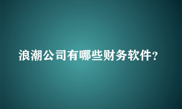 浪潮公司有哪些财务软件？
