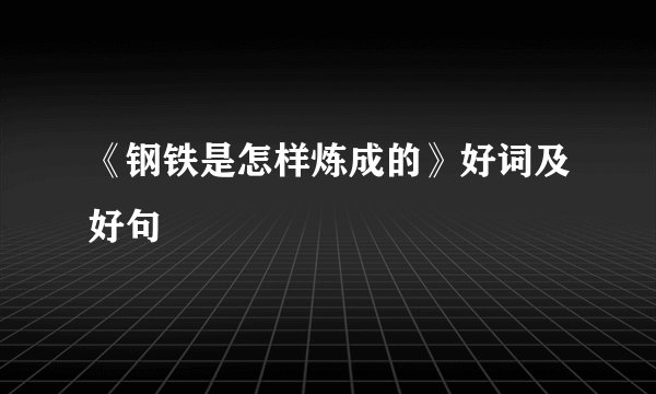 《钢铁是怎样炼成的》好词及好句