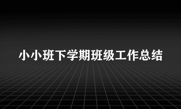 小小班下学期班级工作总结