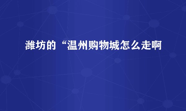 潍坊的“温州购物城怎么走啊