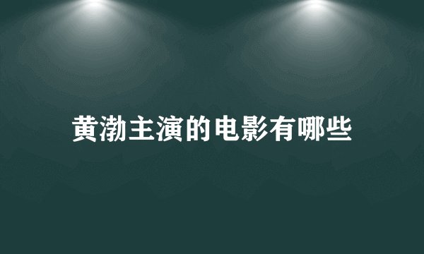 黄渤主演的电影有哪些
