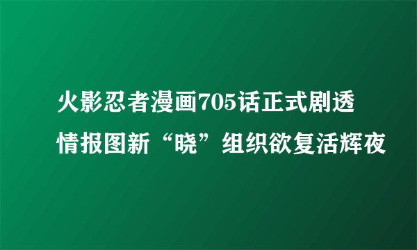 火影忍者漫画705话正式剧透情报图新“晓”组织欲复活辉夜