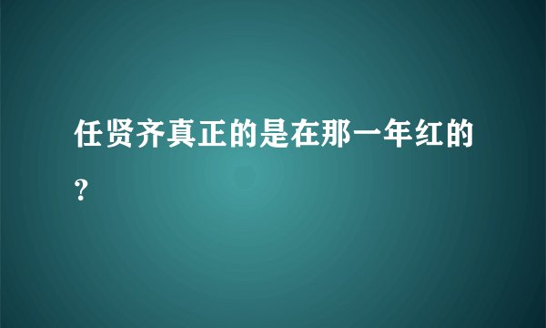 任贤齐真正的是在那一年红的？