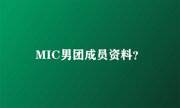 MIC男团成员资料？