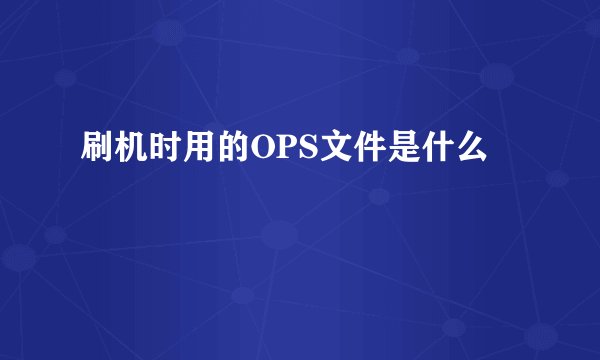刷机时用的OPS文件是什么