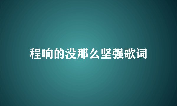 程响的没那么坚强歌词