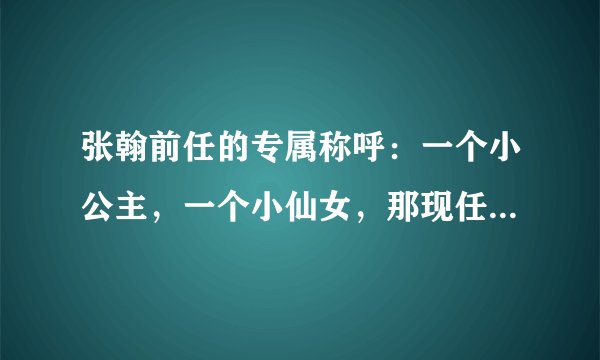 张翰前任的专属称呼：一个小公主，一个小仙女，那现任是什么？