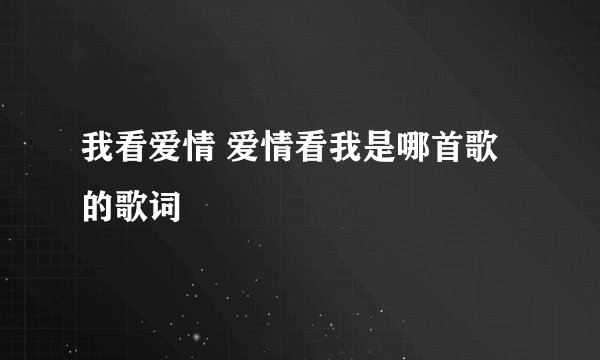 我看爱情 爱情看我是哪首歌的歌词