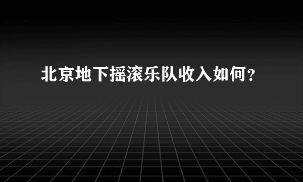 北京地下摇滚乐队收入如何?