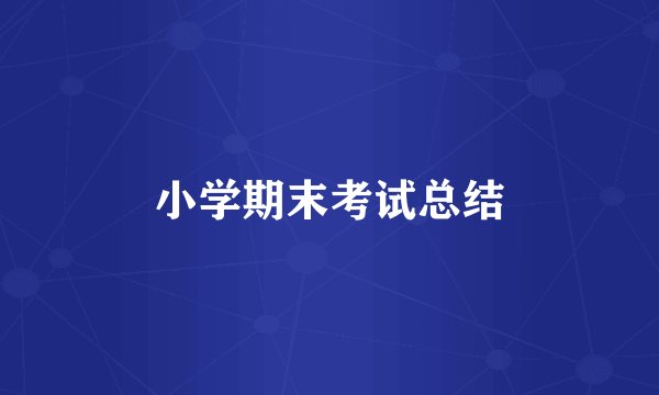小学期末考试总结
