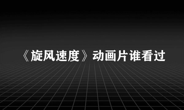 《旋风速度》动画片谁看过