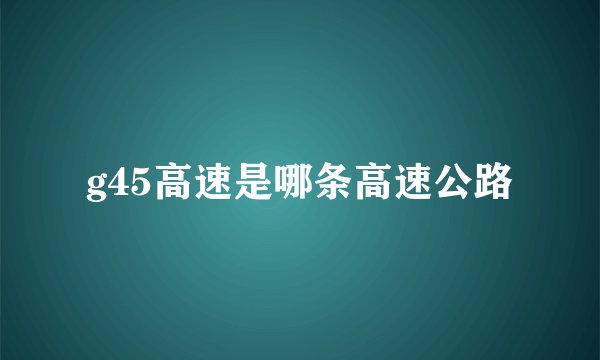 g45高速是哪条高速公路