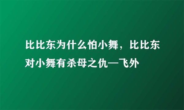 比比东为什么怕小舞，比比东对小舞有杀母之仇—飞外
