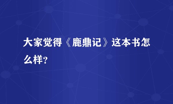 大家觉得《鹿鼎记》这本书怎么样？
