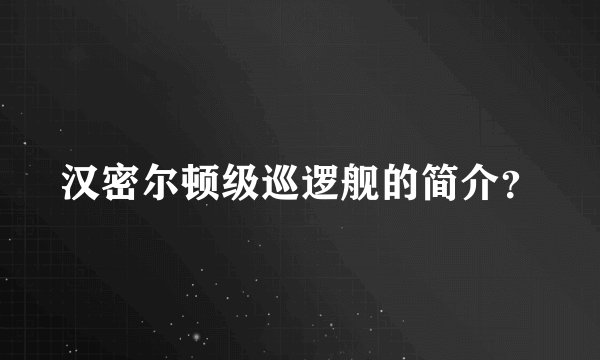 汉密尔顿级巡逻舰的简介？