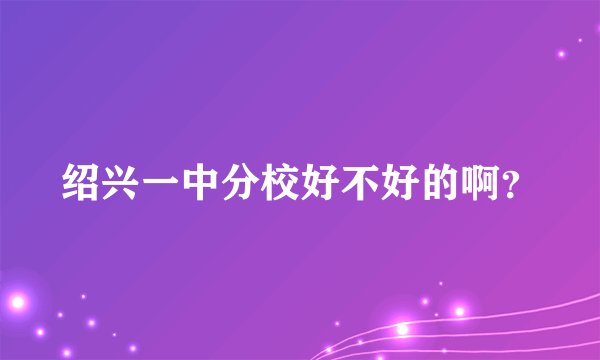 绍兴一中分校好不好的啊？