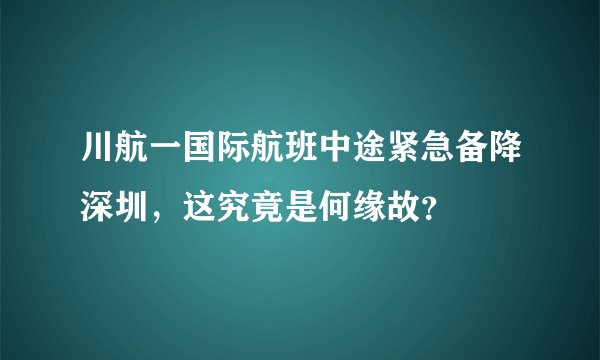 川航一国际航班中途紧急备降深圳，这究竟是何缘故？