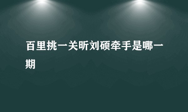 百里挑一关昕刘硕牵手是哪一期