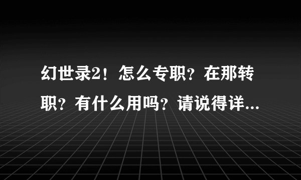 幻世录2！怎么专职？在那转职？有什么用吗？请说得详细点谢谢
