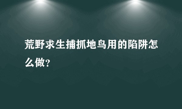 荒野求生捕抓地鸟用的陷阱怎么做？