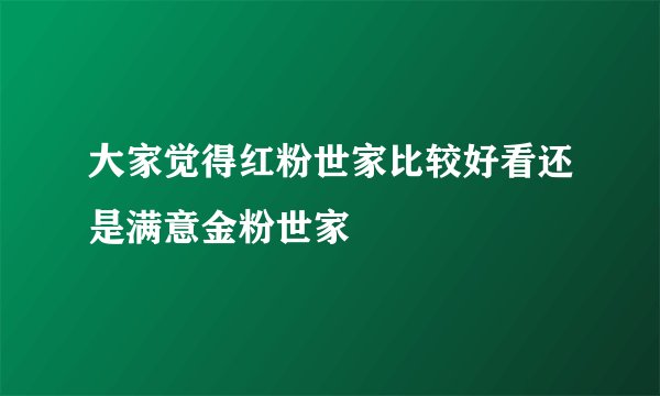 大家觉得红粉世家比较好看还是满意金粉世家