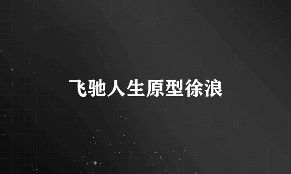 飞驰人生原型徐浪