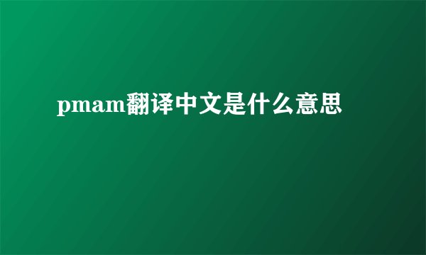 pmam翻译中文是什么意思