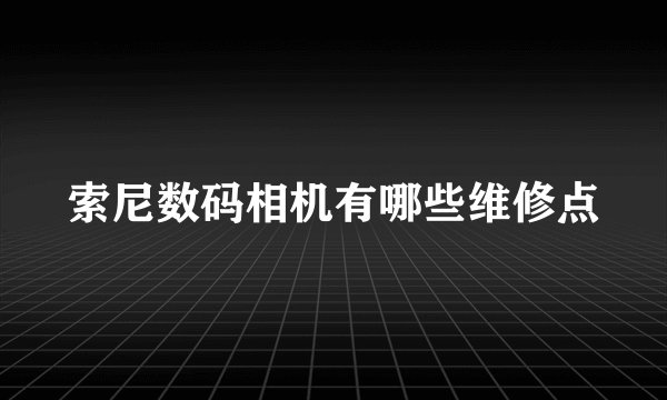 索尼数码相机有哪些维修点