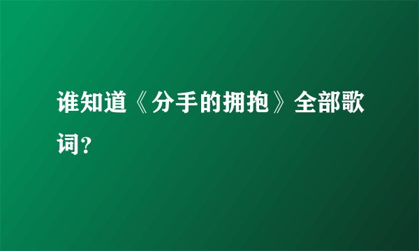 谁知道《分手的拥抱》全部歌词？