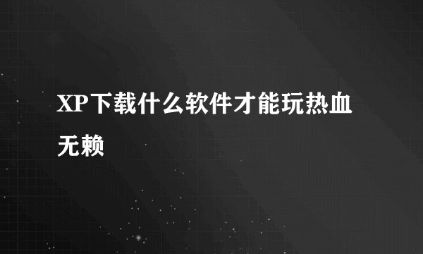 XP下载什么软件才能玩热血无赖