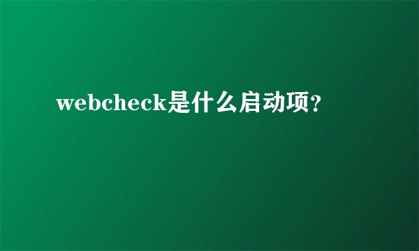 webcheck是什么启动项?