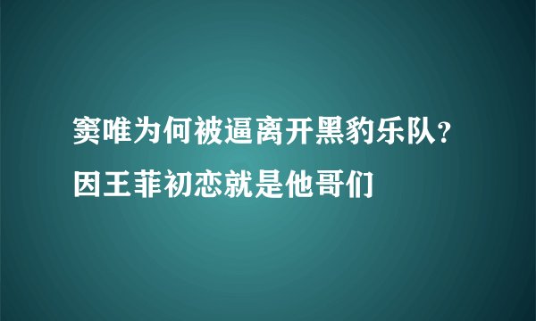 窦唯为何被逼离开黑豹乐队？因王菲初恋就是他哥们