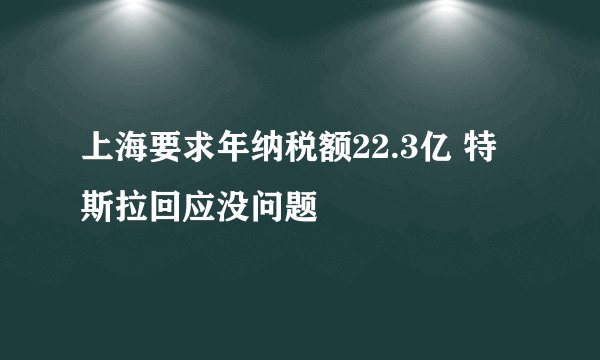 上海要求年纳税额22.3亿 特斯拉回应没问题
