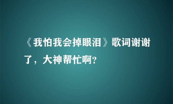 《我怕我会掉眼泪》歌词谢谢了，大神帮忙啊？