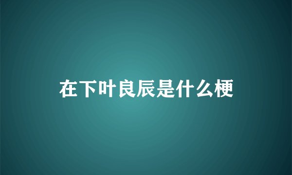 在下叶良辰是什么梗