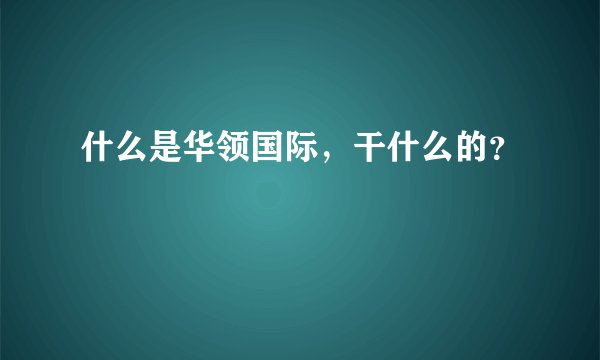 什么是华领国际,干什么的?