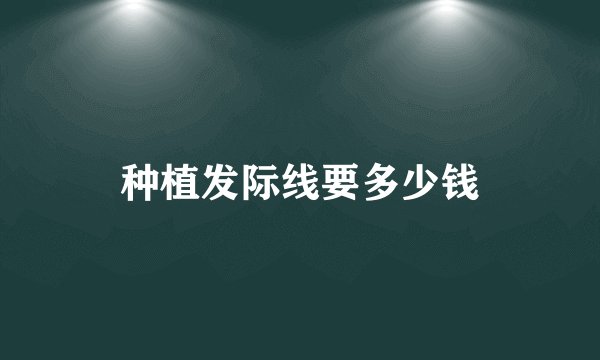 种植发际线要多少钱