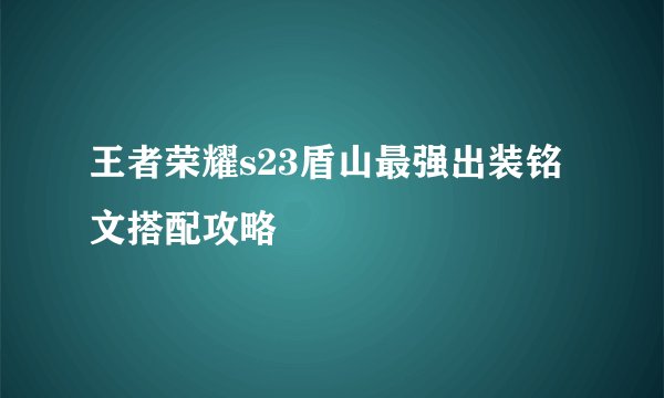 王者荣耀s23盾山最强出装铭文搭配攻略