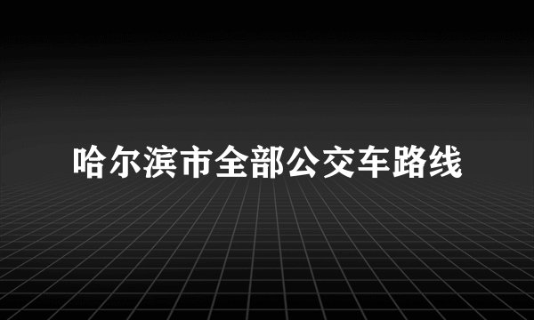 哈尔滨市全部公交车路线