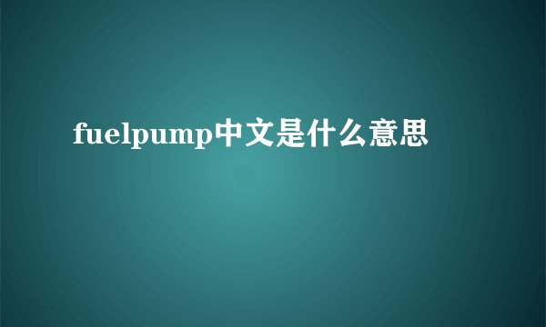 fuelpump中文是什么意思