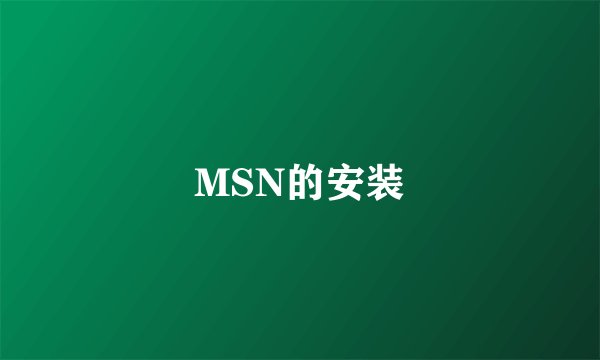 MSN的安装