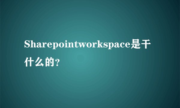 Sharepointworkspace是干什么的？