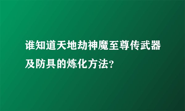 谁知道天地劫神魔至尊传武器及防具的炼化方法？