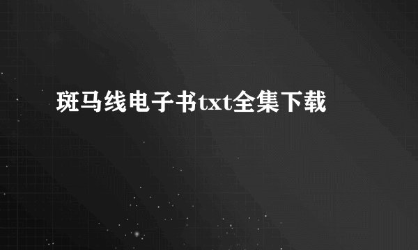 斑马线电子书txt全集下载