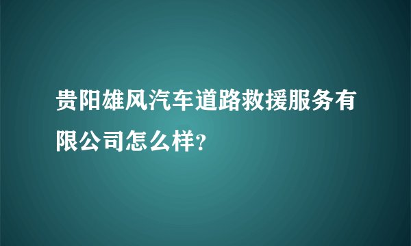 贵阳雄风汽车道路救援服务有限公司怎么样？